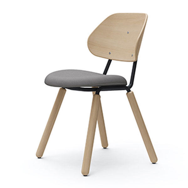 オカムラ チェア アミタ 座張りタイプ ブラックフレーム ライトシェル 木脚 インターロック地 グレー L457FG FXW1『送料無料（一部地域除く）』の通販は