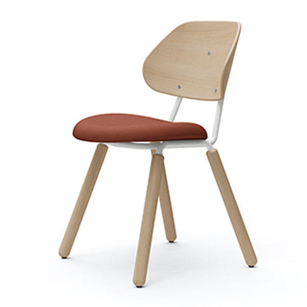 オカムラ チェア アミタ 座張りタイプ ホワイトフレーム ライトシェル 木脚 インターロック地 テラコッタ L457FH FXW6『送料無料（一部地域除く）』の通販は