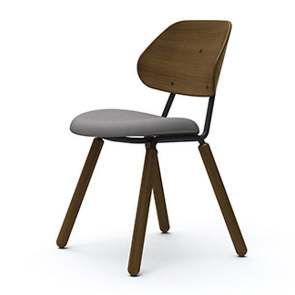 オカムラ チェア アミタ 座張りタイプ ブラックフレーム ダークシェル 木脚 インターロック地 グレー L457FP FXW1『送料無料（一部地域除く）』の通販は