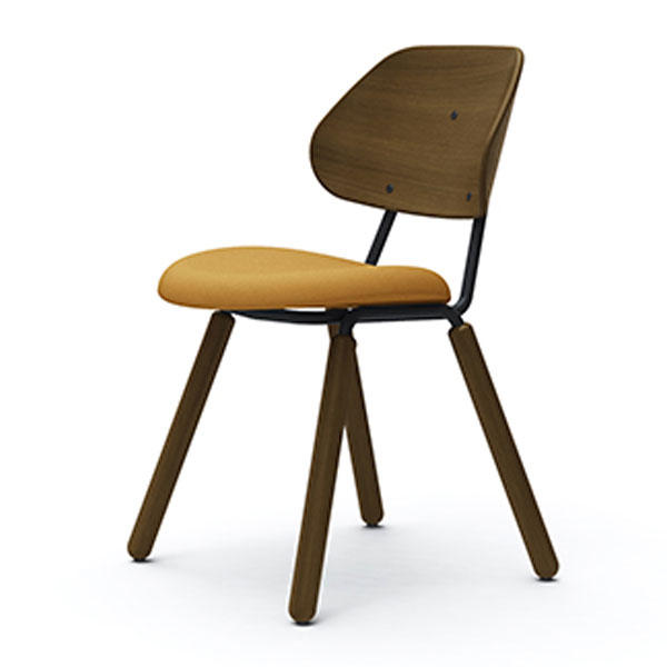 オカムラ チェア アミタ 座張りタイプ ブラックフレーム ダークシェル 木脚 インターロック地 イエロー L457FP FXW7『送料無料（一部地域除く）』の通販は