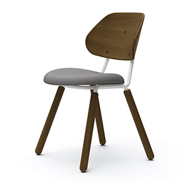 オカムラ チェア アミタ 座張りタイプ ホワイトフレーム ダークシェル 木脚 インターロック地 グレー L457FQ FXW1『送料無料（一部地域除く）』の通販は