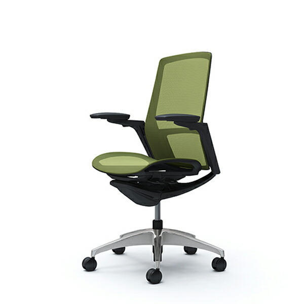オカムラ オフィスチェア フィノラ ハイバック 可動肘 ブラックパネル ブラックボディ ポリッシュ脚 座メッシュ ウレタンキャスター グリーン C785ER F1E5『送料無料（一部地域除く）』の通販は