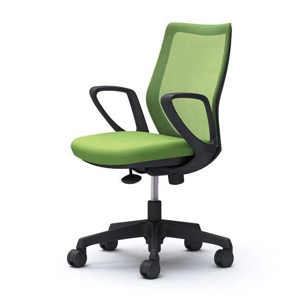 オカムラ オフィスチェア CG-M メッシュタイプ ブラックフレーム 固定肘 ハンガーなし ウレタンキャスター ライムグリーン CG21YR FZK5『送料無料（一部地域除く）』の通販は 36,322円