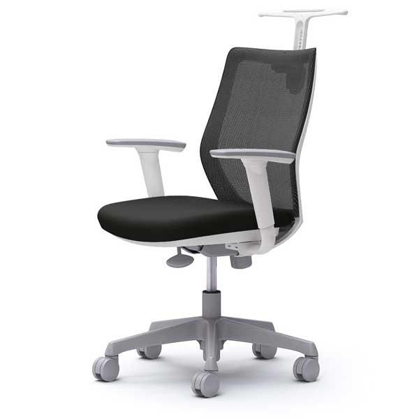 オカムラ オフィスチェア CG-M メッシュタイプ ホワイトフレーム 可動肘 ハンガー付 ウレタンキャスター ブラック CG92VR FZK1『送料無料（一部地域除く）』の通販は