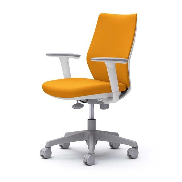 オカムラ オフィスチェア CG-M パッドタイプ ホワイトフレーム 可動肘 ハンガーなし ウレタンキャスター オレンジ CG97VR FZH8『送料無料（一部地域除く）』の通販は