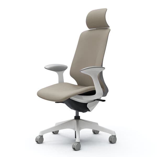オカムラ オフィスチェア スフィア EXハイバック ホワイトボディ 固定肘 座調節無 ノーマルナイロンキャスター リネット ベージュ CT2GAC FRU7『送料無料（一部地域除く）』の通販は