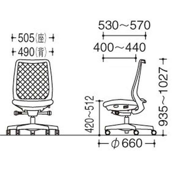 オカムラ オフィスチェア ポータム スタンダードバック ホワイトフレーム 背メッシュ 肘なし ナイロンキャスター プレーン ミディアム