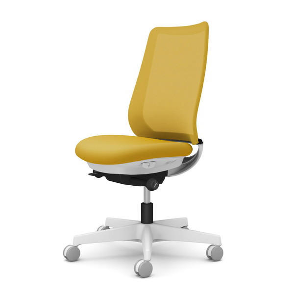 オカムラ オフィスチェア ポータム スタンダードバック ホワイトフレーム 背メッシュ 肘なし ナイロンキャスター プレーン イエロー CF11XW FKB9『送料無料（一部地域除く）』の通販は 36,465円