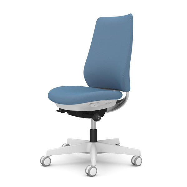 オカムラ オフィスチェア ポータム スタンダードバック ホワイトフレーム 背クッション 肘なし ウレタンキャスター リネット ブルー CF13ZW FRU0『送料無料(一部地域除く)』の通販は