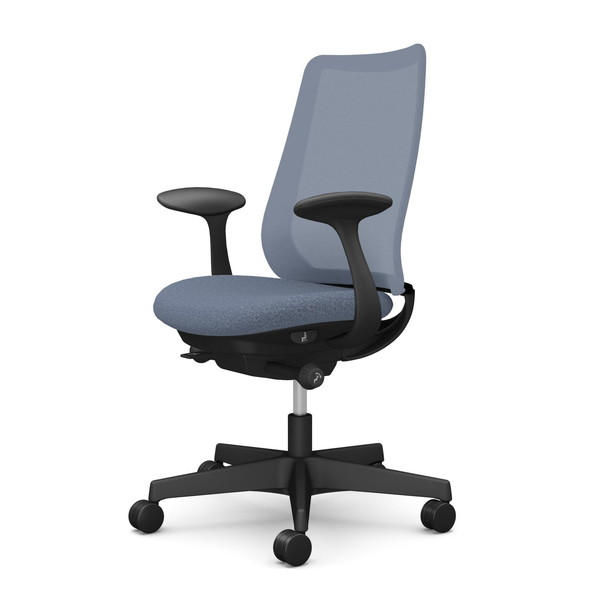 オカムラ オフィスチェア ポータム スタンダードバック ブラックフレーム 背メッシュ 固定肘 ナイロンキャスター インターロック インディゴ CF21XR F1K4『送料無料（一部地域除く）』の通販は