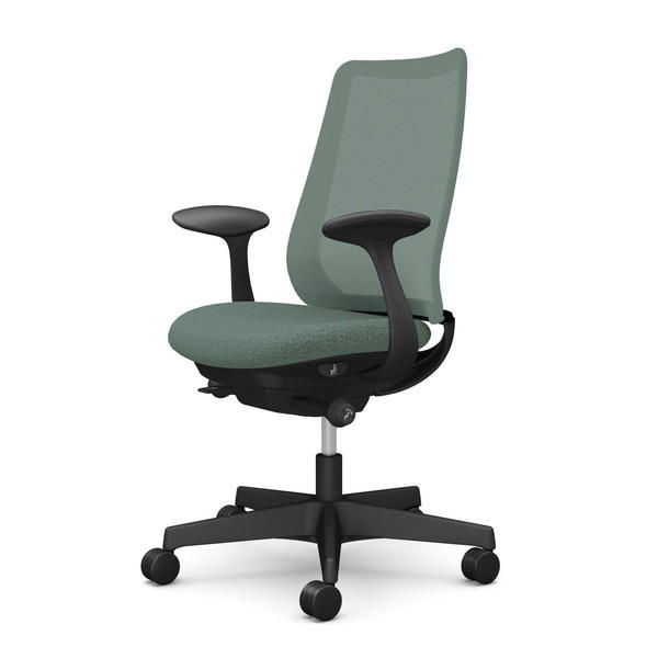 オカムラ オフィスチェア ポータム スタンダードバック ブラックフレーム 背メッシュ 固定肘 ナイロンキャスター インターロック ダークグリーン CF21XR F1K5『送料無料（一部地域除く）』の通販は