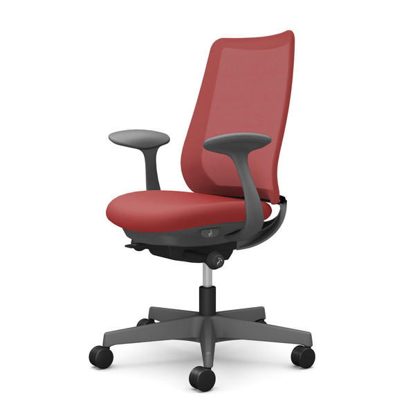 オカムラ オフィスチェア ポータム スタンダードバック ダークグレーフレーム 背メッシュ 固定肘 ウレタンキャスター プレーン レッド CF21ZA FKA9『送料無料（一部地域除く）』の通販は 44,187円