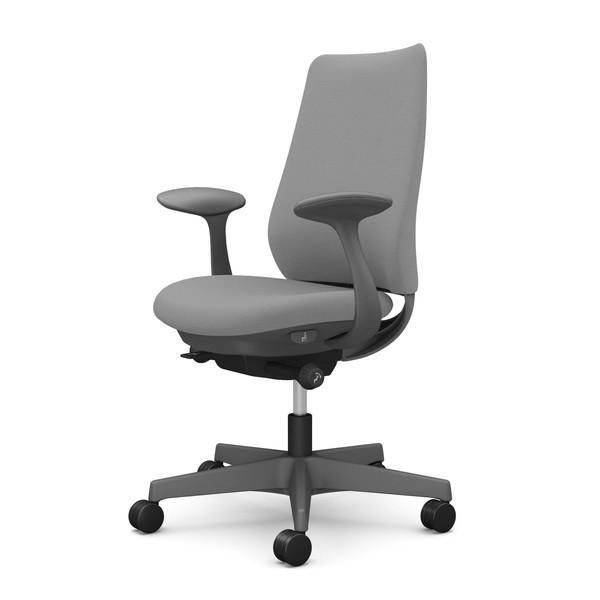 オカムラ オフィスチェア ポータム スタンダードバック ダークグレーフレーム 背クッション 固定肘 ナイロンキャスター ツイル グレー CF23XA FKY2『送料無料（一部地域除く）』の通販は