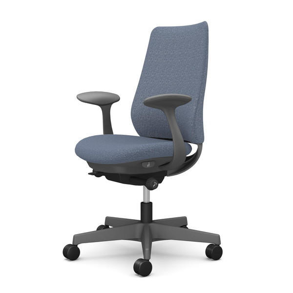 オカムラ オフィスチェア ポータム スタンダードバック ダークグレーフレーム 背クッション 固定肘 ナイロンキャスター インターロック インディゴ CF23XA FXW4『送料無料（一部地域除く）』の通販は