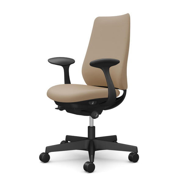 オカムラ オフィスチェア ポータム スタンダードバック ブラックフレーム 背クッション 固定肘 ナイロンキャスター プレーン ベージュ CF23XR FSF7『送料無料（一部地域除く）』の通販は