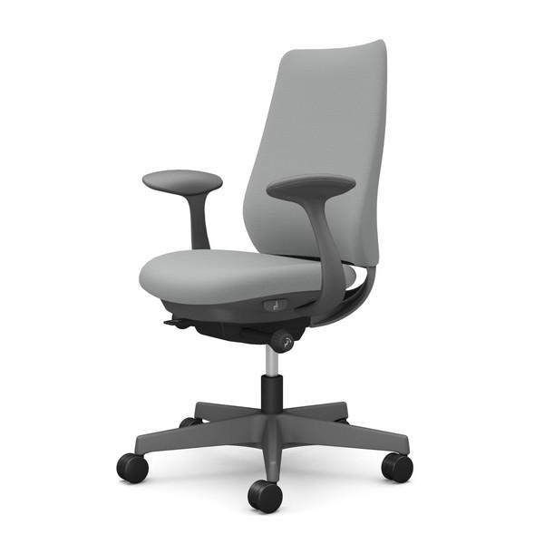 オカムラ オフィスチェア ポータム スタンダードバック ダークグレーフレーム 背クッション 固定肘 ウレタンキャスター プレーン ライトグレー CF23ZA FSG3『送料無料（一部地域除く）』の通販は