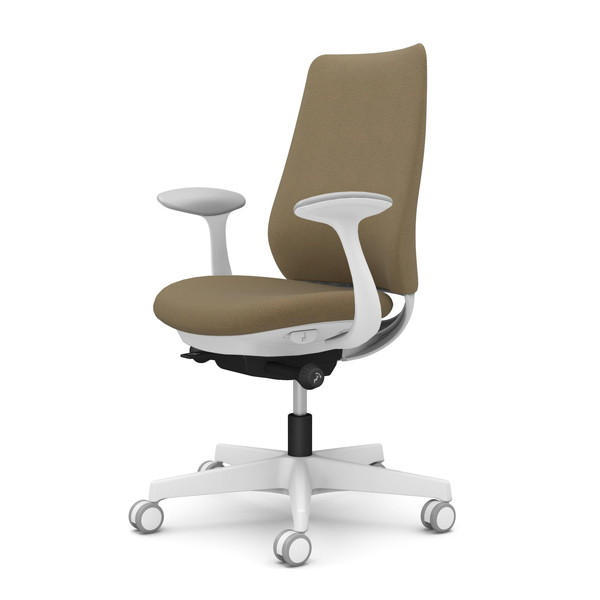 オカムラ オフィスチェア ポータム スタンダードバック ホワイトフレーム 背クッション 固定肘 ウレタンキャスター ツイル イエローグリーン CF23ZW FKY9『送料無料（一部地域除く）』の通販は