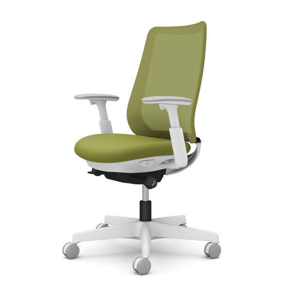 オカムラ オフィスチェア ポータム スタンダードバック ホワイトフレーム 背メッシュ 可動肘 ナイロンキャスター プレーン グリーン CF81XW FKB5『送料無料（一部地域除く）』の通販は