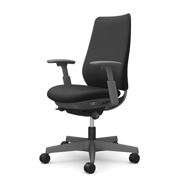 オカムラ オフィスチェア ポータム スタンダードバック ダークグレーフレーム 背クッション 可動肘 ウレタンキャスター プレーン ブラック CF83ZA FSF1『送料無料（一部地域除く）』の通販は 44,814円