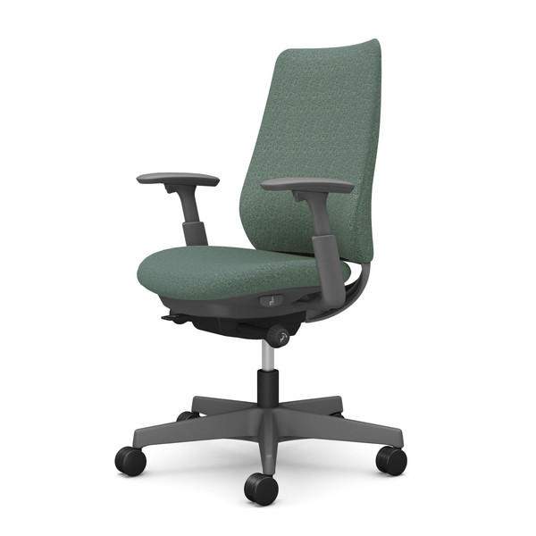 オカムラ オフィスチェア ポータム スタンダードバック ダークグレーフレーム 背クッション 可動肘 ウレタンキャスター インターロック ダークグリーン CF83ZA FXW5『送料無料（一部地域除く）』の通販は