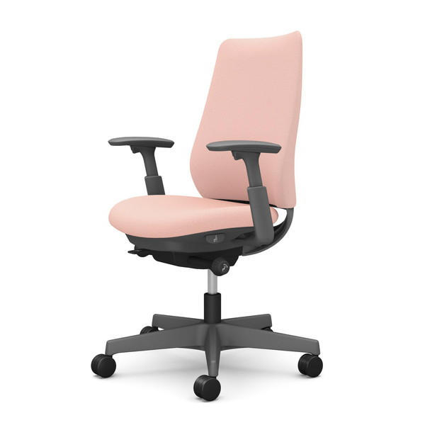 オカムラ オフィスチェア ポータム スタンダードバック ダークグレーフレーム 背クッション 可動肘 ウレタンキャスター インターロック ペールピンク CF83ZA FXW8『送料無料（一部地域除く）』の通販は