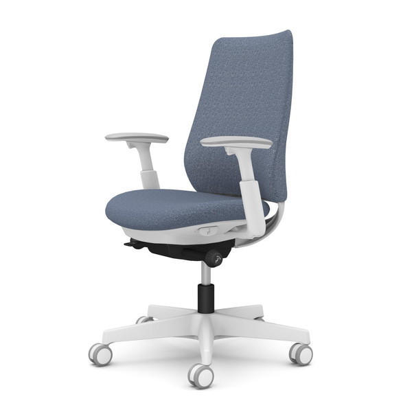 オカムラ オフィスチェア ポータム スタンダードバック ホワイトフレーム 背クッション 可動肘 ウレタンキャスター インターロック インディゴ CF83ZW FXW4『送料無料（一部地域除く）』の通販は