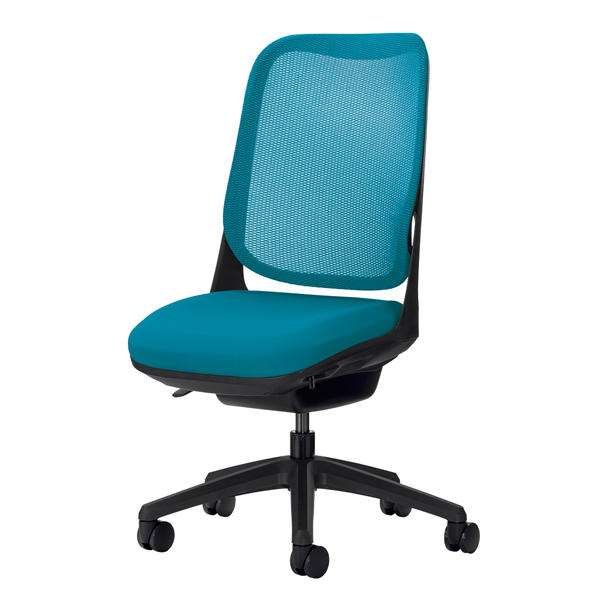 【ポイント10倍】ライオン事務器 オフィスチェアー RIDE アームレスタイプ ターコイズブルー 背フレーム色：ブラック脚ベース：ブラック『送料無料（一部地域除く）』の通販は