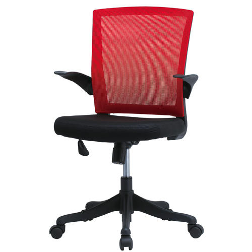 【法人限定】井上金庫 オフィスチェア FEM-14A 肘付 背メッシュ レッド『送料無料（一部地域除く）』の通販は