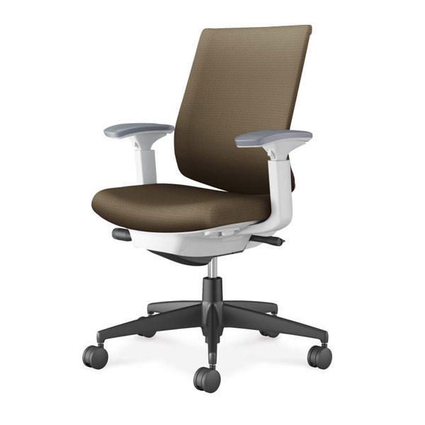 コクヨ(KOKUYO) オフィスチェア Wizard4(ウィザード4) ローバック ホワイトシェル 樹脂脚(ブラック) 布張 可動肘 ダークグレージュ C06-B132CW-E1G4M61『送料無料（一部地域除く）』の通販は