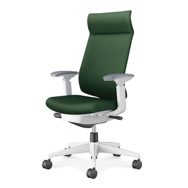 コクヨ(KOKUYO) オフィスチェア Wizard4(ウィザード4) アディショナルバック ホワイトシェル 樹脂脚(ホワイト) 布張 可動肘 ディープグリーン C06-W432CW-E1G4Q61『送料無料（一部地域除く）』の通販は 56,220円