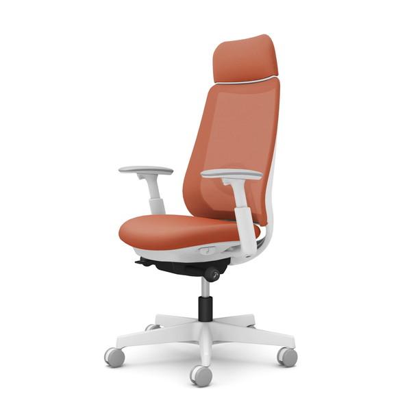 『代引不可』オカムラ チェア ポータム エクストラスタンダード ホワイトフレーム 背メッシュ ランバーサポート有 可動肘 ナイロンキャスター プレーン オレンジレッド CF85XZ FKA8『送料無料（一部地域除く）』の通販は