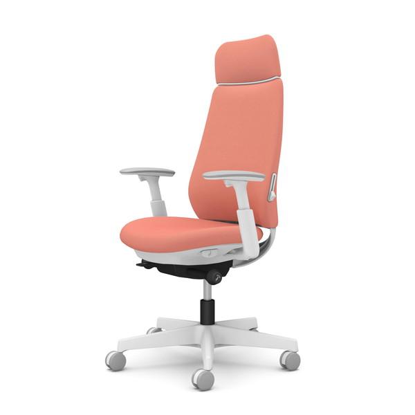 『代引不可』オカムラ チェア ポータム エクストラスタンダード ホワイトフレーム 背クッション ランバーサポート有 可動肘 ナイロンキャスター リネット レッド CF87XZ FRU9『送料無料（一部地域除く）』