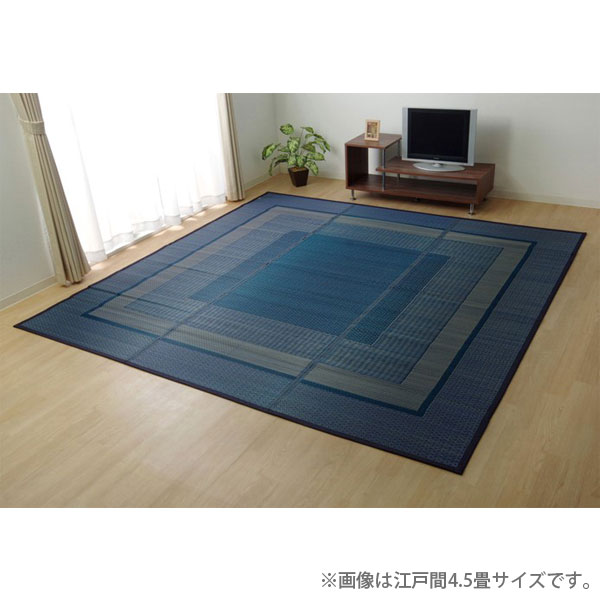 『代引不可』イケヒコ ランクス い草 花ござカーペット 江戸間2畳 (174×174cm) ネイビー 敷物 カーペット 日本製『送料無料（一部地域除く）』の通販は 11,000円