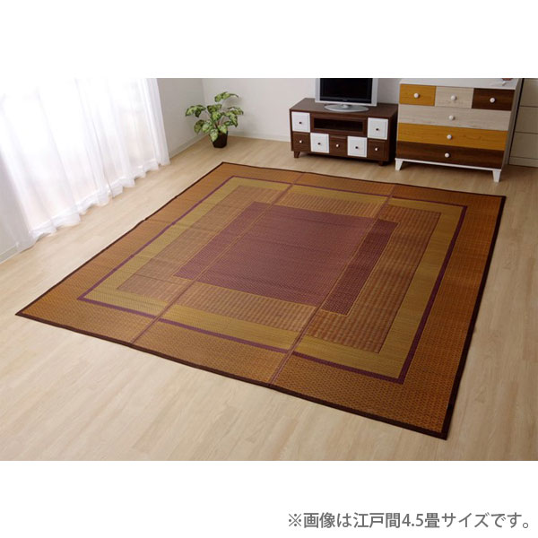 『代引不可』イケヒコ ランクス い草 花ござカーペット 江戸間2畳 (174×174cm) ワイン 敷物 カーペット 日本製『送料無料（一部地域除く）』