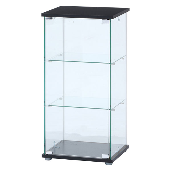 『代引不可』不二貿易 ガラスコレクションケース クリア 3段 ブラック TMG-G132 ディスプレイ ガラスケース ガラス製『送料無料（一部地域除く）』