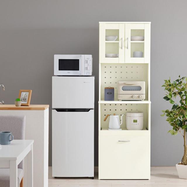 『代引不可』キッチンボード スリム 180cm 家電収納 コード穴 ワゴン付き ホワイト RCC-1903WH 萩原『送料無料（一部地域除く）』 9,605円