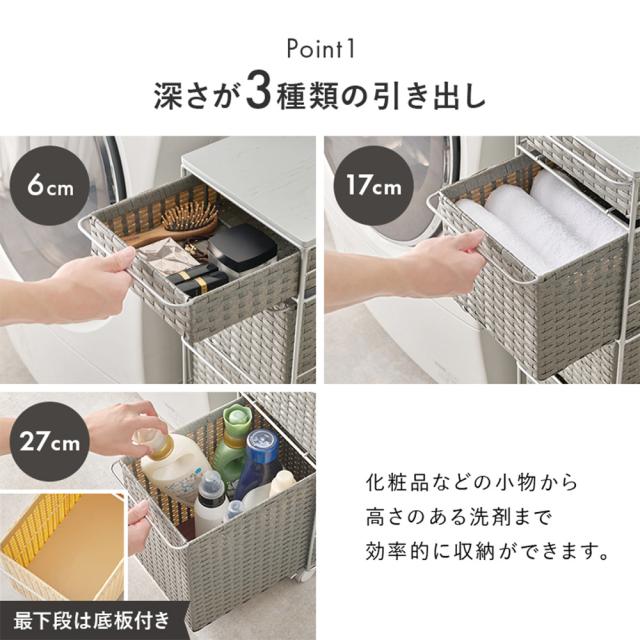 『代引不可』ランドリーチェスト 抽き出し 洗面所納める 脱ぐ所 白いこと RAN-2464WH 萩原『貨物輸送無料（構成成分領域除く）』