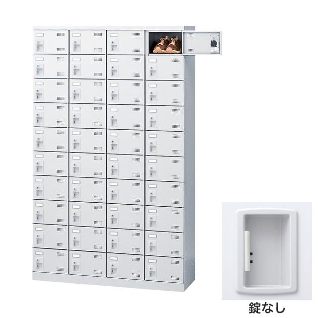 『代引不可』靴箱 シューズロッカー 下駄箱 業務用 完成品 日本製 扉付 ホワイト 40足 SLBW-440-K2 (錠なし)40人用 生興『送料無料（一部地域除く）』