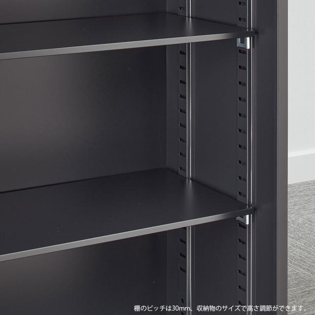 『代引不可』書庫 スチール引戸書庫 H750mm ブラック ALZK-S32 スチール書庫 A4 黒 上品 おしゃれ 日本製 完成品 生興『送料無料（一部地域除く）』_2