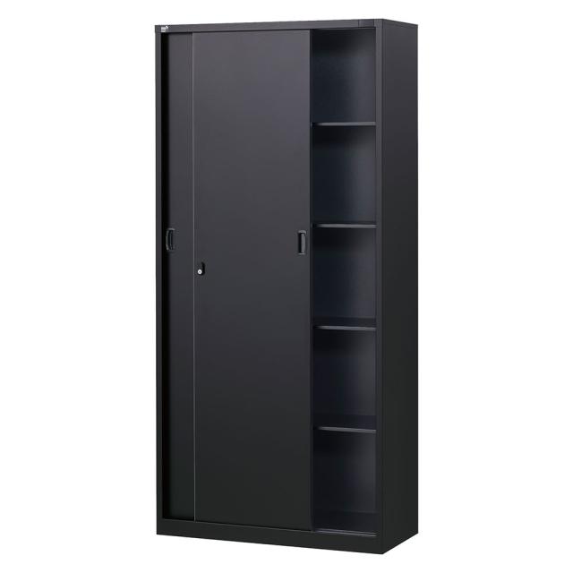 『代引不可』書庫 スチール引戸書庫 H1860mm ブラック ALZK-S36 スチール書庫 A4 黒 上品 日本製 国産 完成品 生興『送料無料（一部地域除く）』_1