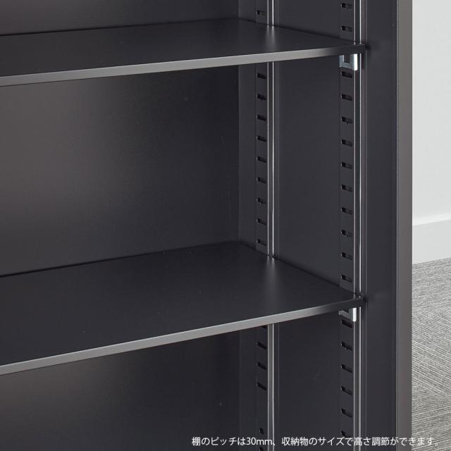 『代引不可』書庫 スチール引戸書庫 H1860mm ブラック ALZK-S36 スチール書庫 A4 黒 上品 日本製 国産 完成品 生興『送料無料（一部地域除く）』_2