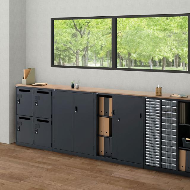 『代引不可』レターケース 浅型 深型 コンビ書庫 プラスチックケース ブラック ALZK-KP34SL スチール書庫 黒 法人 完成品 生興『送料無料（一部地域除く）』_10
