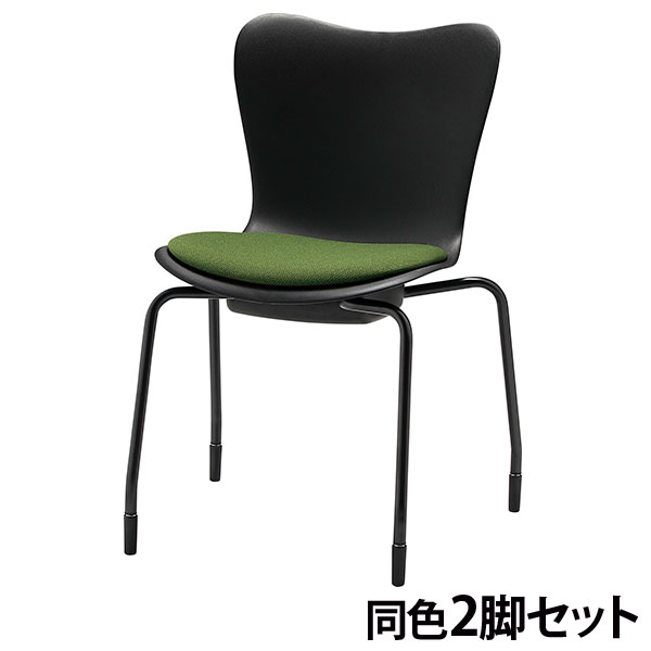『代引不可』ミーティングチェア ミドルバック 同色2脚セット 座面高43cm CM560-MY-PST-MDG ダークグリーン『送料無料（一部地域除く）』