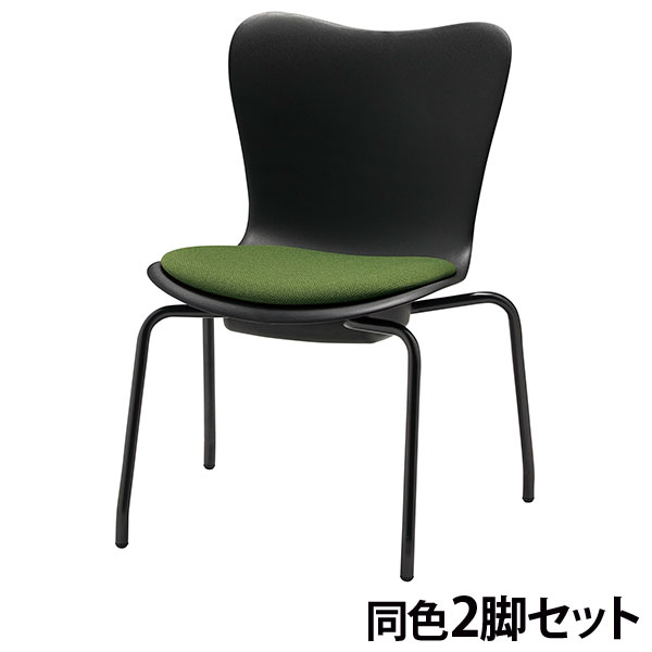 『代引不可』ミーティングチェア スタッキング ローチェア 同色2脚 座面高38cm CM561-MY-PST-MDG ダークグリーン『送料無料（一部地域除く）』 24,948円