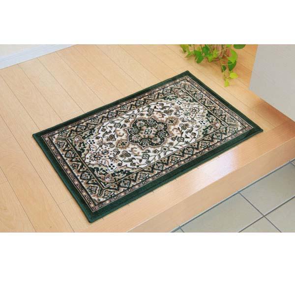 『代引不可』イケヒコ 玄関マット メンデル 67×110cm グリーン [ マット 玄関 クラシック 上品 モケット織り ]『送料無料（一部地域除く）』の通販は