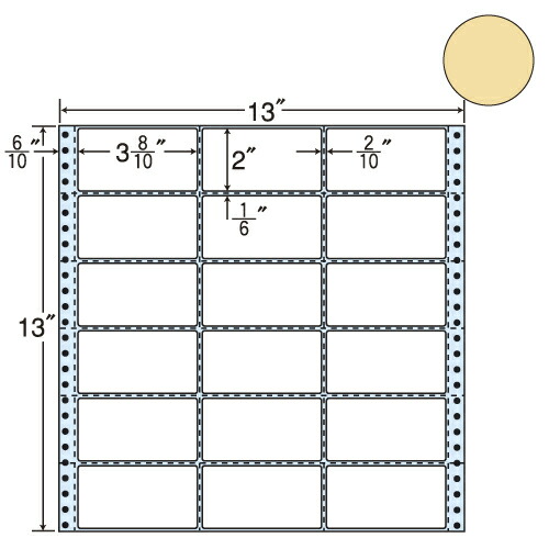 『代引不可』M13AH タックシール(連続ラベル) カラータイプベージュ 500折 『返品不可』『送料無料（一部地域除く）』
