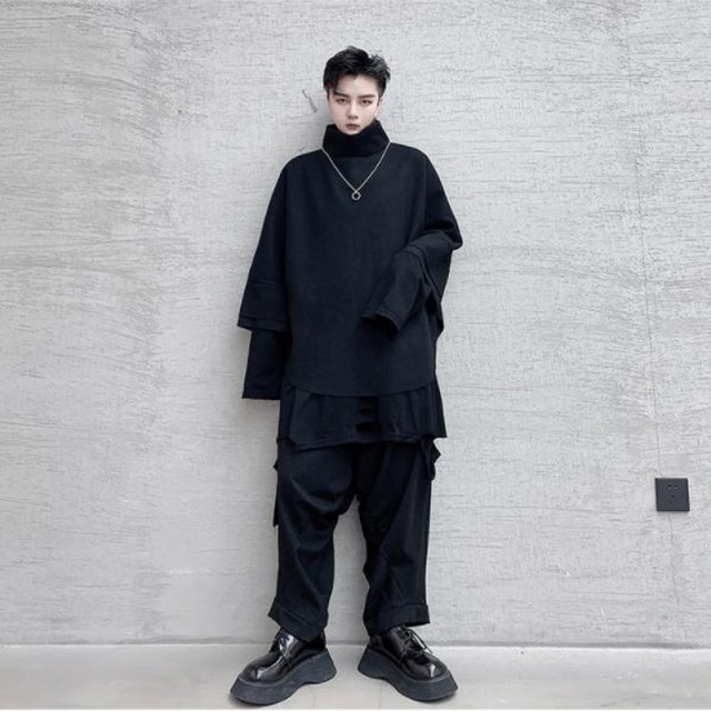 ハイネック メンズ モード系 タートルネック 7分袖 セーター 黒コーデ 個性的 ビッグシルエット ゆったり ストリート系 原宿系 オルチャの通販はau Pay マーケット Ysiオンラインショップ大阪支店