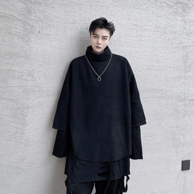 ハイネック メンズ モード系 タートルネック 7分袖 セーター 黒コーデ 個性的 ビッグシルエット ゆったり ストリート系 原宿系 オルチャの通販はau Pay マーケット Ysiオンラインショップ大阪支店