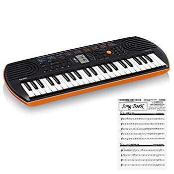 【未使用 中古品】CASIO 44ミニ鍵盤 電子キーボード SA-76 ブラック & オレンジ(中古品)