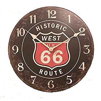 【中古品】ヒストリックルート６６★ブラック・レトロ調・壁掛け時計★絵になるインテ(中古品)の通販は 6,068円